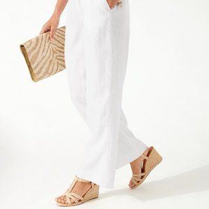 Tommy Bahama Two Palms High-Rise Linen Easy Pants - White - Size XS